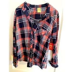 Faded Glory Plaid Button Down Top Size Small NWT